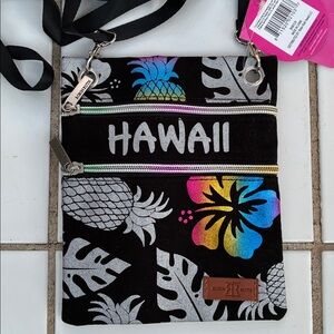 New Robin Ruth Hawaii Crossbody Purse Bag Iridescent? NWT Hibiscus 🌺 Pineapple